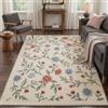 BEIMO Tappeto Vintage Fiori 160x230 cm Petali Rossi Blu Soggiorno | Tappeto vintage con fiori rossi e blu su fondo crema, pelo corto, antiscivolo, lavabile, perfetto per ogni stanza.