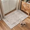 BEIMO Tappeto Persiano Vintage 80x150 cm Beige Antiscivolo Lavabile | Tappeto persiano vintage beige, motivi damascati e bordo decorato, pelo corto, antiscivolo, lavabile, perfetto soggiorno.