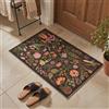 BEIMO Tappeto Moderno 60x90 cm Fiori Marrone Sfondo Scuro Lavabile | Tappeto moderno con fiori colorati su sfondo marrone scuro, pelo corto, antiscivolo, lavabile, ideale soggiorno.