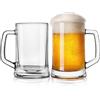 KONZEPT Boccale da birra in vetro, 0,5 litri, set da 2 bicchieri da birra con manico, perfetto per casa, ristoranti e birrerie, lavabile in lavastoviglie