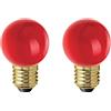 AMARCORDS - 2 Lampadine Led da esterno resistenti all'acqua, luce calda 2700K, vetro ROSSO tipo globetta, E27, 1W