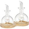 Brandani 52244 Menage Olio Aceto Love Vetro, Con Base Bamboo Naturale