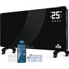 KESSER® Termoconvettore in vetro con funzione APP WiFi, con telecomando, riscaldamento elettrico a pavimento o a parete, touch screen, display LCD, timer, 2500 Watt