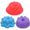 AIFUDA - Stampo in silicone per torte e pane, 3 pezzi, per torte a forma di castello, spirale e fiore, per feste di compleanno fai da te