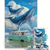 JIANGENNF Puzzle da 1000 pezzi Balene sopra un furgone - Gioco interattivo e divertente da fare in casa ideale come decorazione da scrivania 38x26cm