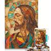 JIANGENNF Puzzle per adulti da 1000 pezzi raffiguranti Cristo, giocattolo decorativo da parete, decorazione artistica per la casa, con pezzi di forma casuale completamente ad incastro 38x26cm