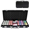 SUBTLETY Set da poker con custodia in alluminio 500 fiche da poker laser Set da poker professionale incluso 2 mazzi di carte da poker, 3 gettoni per il dealer, 5 dadi, 2 chiavi (Nero)