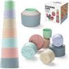 Loyzico Cubi Impilabili Bambini Giocattoli per 6-12 Mesi, 7 Pezzi Montessori Costruzioni per Bambini Impilabile, Dentizione Neonato Silicone, Perfetto per Il Bagnetto, Regalo Bimba Bimbo 3 6 18 Mesi 1 Anno