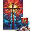 JIANGENNF Puzzle da 1000 pezzi per adulti con croce cristiana e Gesù, gioco pratico, divertente antistress, compleanni e altre occasioni 50x75cm