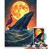 JIANGENNF Puzzle per adulti da 1000 pezzi con balena fenicottero e luna arte fantasy gioco impossibile vacanza a casa passatempo compleanno e Natale 38x52cm