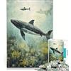 JIANGENNF Puzzle da 1000 pezzi per adulti con balene nel mare gioco impossibile attività divertenti da fare a casa regalo di Natale o compleanno 38x26cm