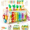 BuzzoXerex Giochi Montessori 1 Anno, 9 in1 Multiattivita Giochi in Legno per Bambini Educativi con Acchiappa la Talpa, Xilofono, Giochi Pesca e Labirinto Numerico Regalo 1 2 3 Anni
