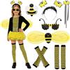 COYBTO Costumi Ape Bambina Ragazze, Costume da Ape con Ali(120, Manica lunga)