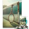 JIANGENNF Puzzle per adulti da 1000 pezzi con racchetta da tennis sul campo decorazione da parete oggetto d'arredo con pezzi di forma casuale completamente ad incastro 38x26cm