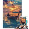 JIANGENNF Puzzle da 1000 pezzi per adulti raffigurante una barca da pesca thailandese al tramonto decorazione da parete attività interattiva genitore-figlio ideale come regalo 38x26cm