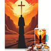 JIANGENNF Puzzle da 1000 pezzi per ragazzi, croce cristiana con Gesù, giochi per famiglie, per migliorare la memoria, con poster e foglio di curiosità abbinati 38x52cm