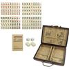 EIMZU Mini set di majong cinese, 144 Mahjong piastrelle, set da gioco da viaggio beige, vestito antico Mahjong Set, gioco tradizionale cinese