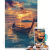 JIANGENNF Puzzle per adulti da 1000 pezzi: Barca da pesca thailandese al tramonto gioco rompicapo assemblaggio di figure ottimo regalo per gli appassionati di videogiochi 50x75cm