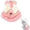 XFSRG Vestito per Cani Abito da Cane Vestito da Principessa con Fiocco Grande Gonna Tutu Abito Elegante Cuccioli e Cani di Piccola Taglia per Feste Cerimonie Foto