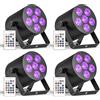 Oloaxolx 4 Pezzi 60W Batteria LED Par Faretto Ricaricabile, RGBWA+UV 6 LED Luce da Palco con Telecomando DMX512 Luce da Festa per DJ Discoteca Matrimoni dal Vivo Sala Espositiva per Interni ed Esterni