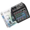 Mixabloem Mixer audio DJ a 4 canali con ingresso BT e USB, alimentazione 48 V, interfaccia XLR e 6,35 mm, lettore MP3, preamplificatore a basso rumore (blu)