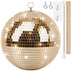 Sunshine smile Sfera da discoteca da 10 cm, da appendere, con mini specchio autoadesivo e ganci autoadesivi, ideale per feste o effetti luminosi DJ