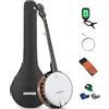 Donner Banjo DBJ-200 - Chitarra tenore a 5 corde, con kit per banjo, accordatore e custodia, strumenti musicali a corda per adulti e principianti