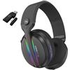 Proove - Cuffie da gioco Glimmer con microfono, 2,4 GHz, Bluetooth 5.4, retroilluminazione RGB, driver da 40 mm, 900 mAh - nero e viola