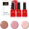 Bluesky Smalto semipermente per Unghie Kit in Gel, Natural Nudes. Cocoa 80514, Soft Pink A055, Pink Pursuit 80623. 3 X 5Ml. (Soak off UV/LED Gel) Rosa, Marrone - 15 ml