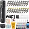 TATELF Kit Macchina Tatuaggio Wireless, Set Penna Rotativa con Display LCD, Batteria 1600mAh e 10 Inchiostri, 20 Pezzi Accessori Completi per Tatuatori Principianti e Professionisti Artisti