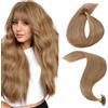 MY-LADY Extension Capelli Veri Cheratina 25 Ciocche 20g 35cm Marrone Dorato Capelli Umani Lisci Naturale Keratin U Tip Human Hair Extensions #12