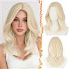BARSDAR 40cm Sintetici Lisci Layered Biondo Parrucche con Curtain Frangia | Butterfly Layered Haircut, Aspetto Natural Hairline, Small Lace Front, Leggero Traspirante Confortevole Fit, Versatile Wear