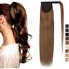 SEGO Coda Capelli Extension Veri Code di Cavallo Clip Ponytail Extensions Aderire Fascia Unica 100% Remy Human Hair Naturali Umani Lisci 45cm-90g # Castano Chiaro