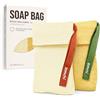 ZOMCHI Sacchetto Salvasapone con Diverse Rugosità, Sacchetto per Sapone Esfoliante, Sacchetto per Sapone per Bagnoschiuma (2 Pezzi, Giallo)