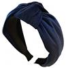 Nvzi Cerchietto per capelli semplice in velluto, stile retrò, con nodo medio, ampio bordo (blu scuro)