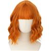 Luxiremi Parrucca arancione riccia Bob con frangia per donna Carnevale | 30 cm, corto e lungo alle spalle, capelli sintetici resistenti al calore, ideale per l'uso quotidiano e feste di Halloween