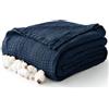 Kozyhvn Coperta in 100% mussola di cotone, grande, 127 x 177,8 cm, 6 strati, traspirante e leggera, coperta per divano, coperta in garza estiva per adulti per tutte le stagioni, blu navy