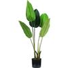 Wintem Strelitzia Pianta Artificiale con 5 Foglie, 100 cm, Vaso con Muschio Naturale, Perfetta per Ambienti Interni