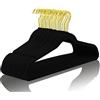 MIZGI Grucce in velluto di alta qualità, confezione da 40 pezzi, in feltro antiscivolo, resistenti, con ganci dorati, salvaspazio, colore: nero