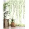 Breling Tende in voile di salice, graziose tende in tulle con foglie verdi, per soggiorno, camera da letto, finestra, porta balcone (2 pezzi, 132 x 200 cm)