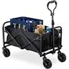 Relaxdays Carretto da Giardino, Carrello Pieghevole con Telo Interno e Manico, Fino a 100 kg, Campeggio e Spesa, Nero
