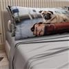 PETTI Artigiani Italiani - Lenzuola Animali con Cani in Cotone con Federe in Stampa Digitale, Lenzuola Letto Singolo, Completo Letto Singolo Grigio Chiaro, 100% Made in Italy