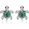 Gnoce Orecchini Pendenti Tartaruga Verde S925 Orecchini Pendenti Tartaruga Argento Con Zirconi Cubici Animali Di Pietra Orecchini Moda Regalo Gioielli Per Donne Ragazze