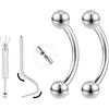 ZS 1 paio di piercing dritti in titanio da 16 G/18 G, piccoli piercing per sopracciglio, lingua, labbro, capezzolo, orecchio per donne e uomini, 6 mm/8 mm/10 mm/12 mm, 16g, Length:6mm, Titanio
