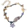 Generic Braccialetto regolabile in resina a forma di gatto con stella e fiore per ragazze, intrecciato con stelle in resina, Misura unica, come descritto