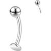 ZS ASTM F136 Titanio Anello Ombelico, 14G Zirconi Cubici Gioielli Ombelico, 6/8/10/12/14MM Filettatura Interna Retro Piatto Piercing Banana Piercing Ombelico