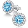 ZDaoBen Orecchini Donna Argento Sterling 925 Orecchini a Bottone Halo Rotondi & Ovali Cubic Zirconia Gioielli Ipoallergenici
