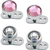 ZeSen Jewelry 4PCS 14g Bianco / 2 di Cristallo Dermal Anchor Top e Base in Acciaio Chirurgico Dermal Corpo penetrante Rosa