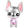 GNOCE Sweet Hugs Charms Sterling Silver Chihuahua Gufo Cuore Pietra Preziosa Bead Fit Bracciale/Collana Gioielli Regalo per Donne Ragazze Figlia