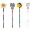 Legami Kit 4 Matite con Antistress Squeezies - Set Matite in Grafite con Topper Antistress Morbido, Cancelleria per Scuola, Ufficio e Regalo